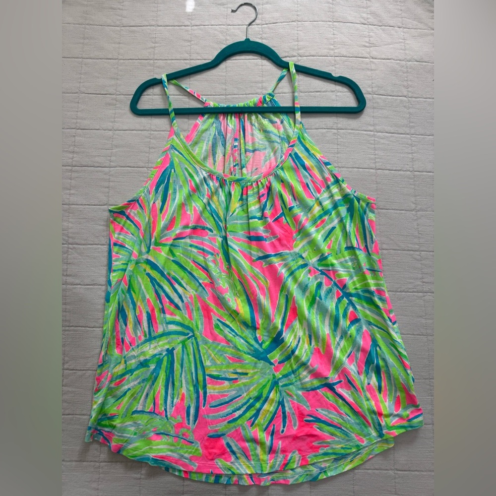 Lilly Pulitzer Tank Pink Green Palms